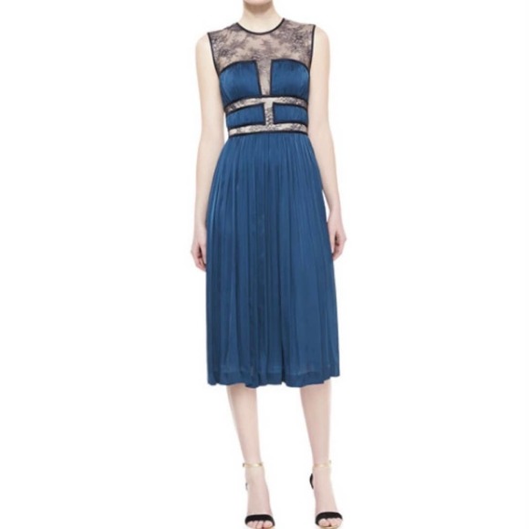 Catherine Deane Rissa Lace-Bodice Silk Dress NWT